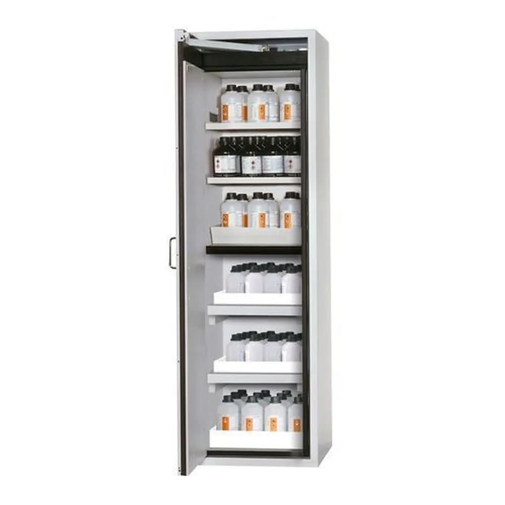 asecos® - asecos Feuerbeständiger Gefahrstoffschrank Edition mit Fach- und Wannenböden, Bodenwannen, grau