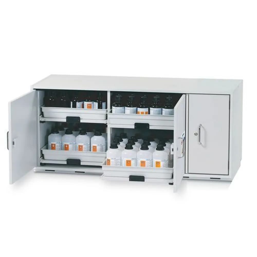 asecos® - Säuren- u. Laugenunterbauschrank SL 1404, 4 Tablarauszüge, inkl. Materialablagefach