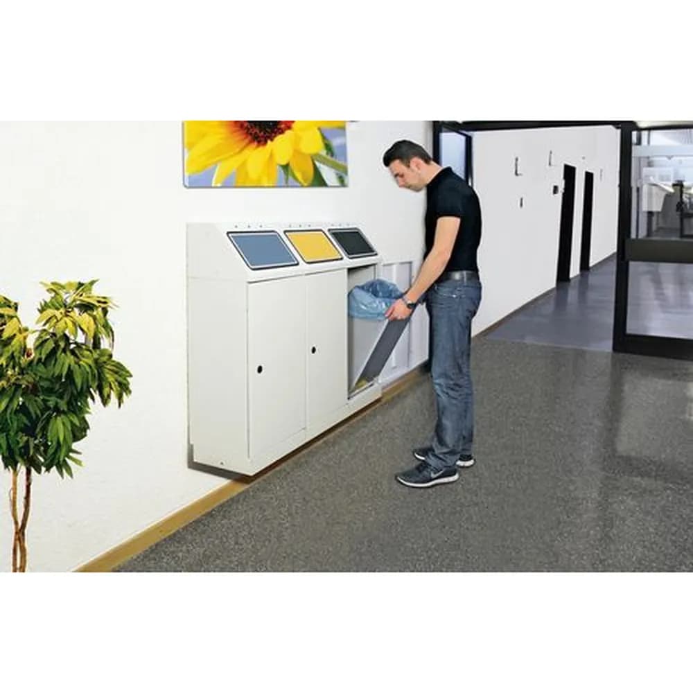 stumpf® - Wertstoffsammelstation zur Wandbefestigung, Volumen 3 x 45 Liter, Stahl, pulverbeschichtet