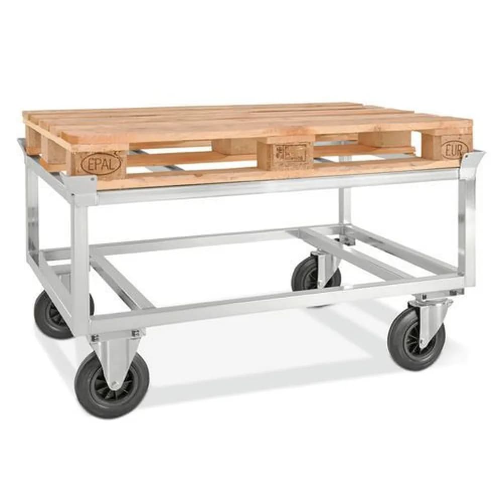 Kongamek - Fahrgestell KM für Euro-Paletten, verzinkt, Höhe 650 mm, 800 Kg, Vollgummirollen, Feststeller