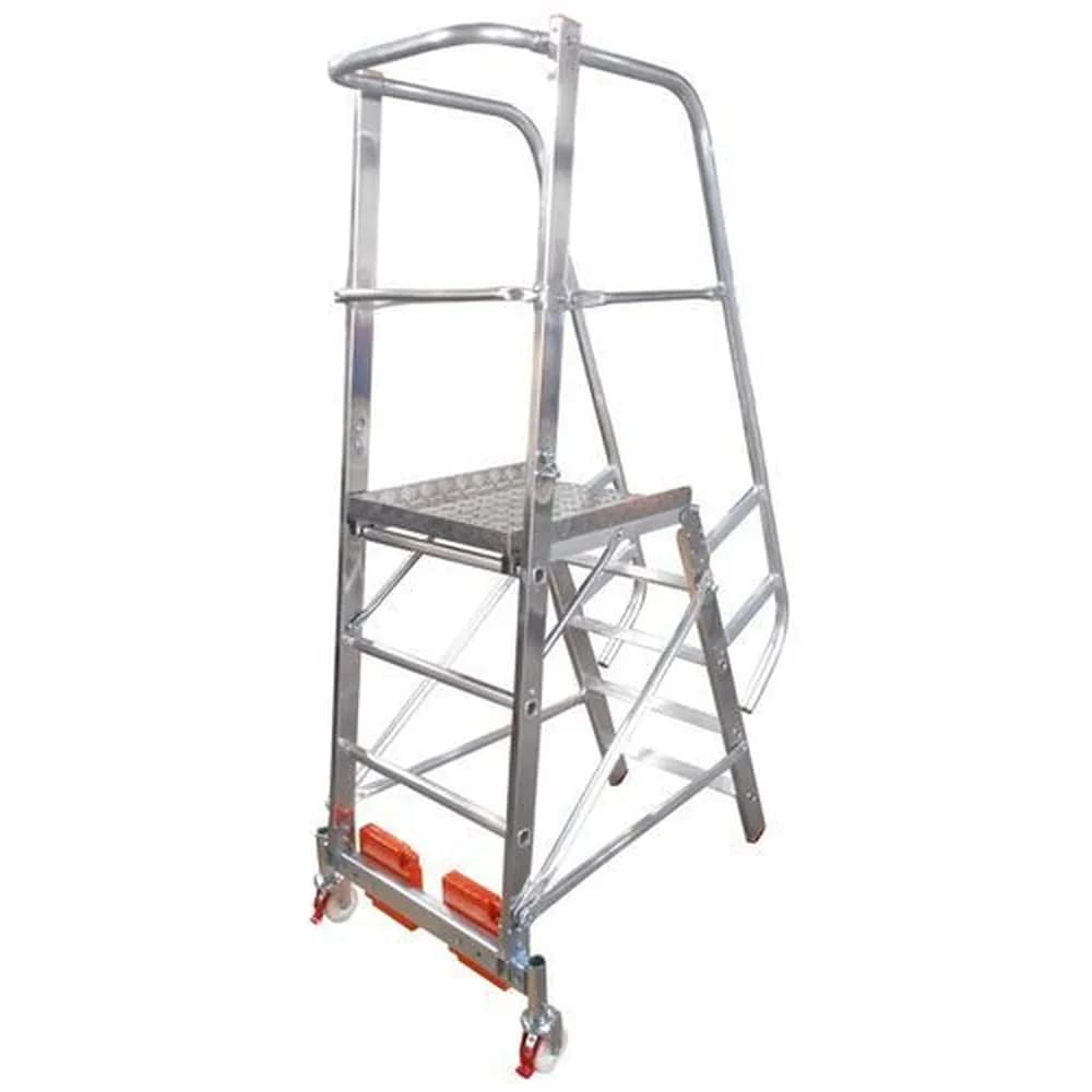 KRAUSE® - Podestleiter Vario kompakt, Aluminium, mit Plattform, 5 Stufen