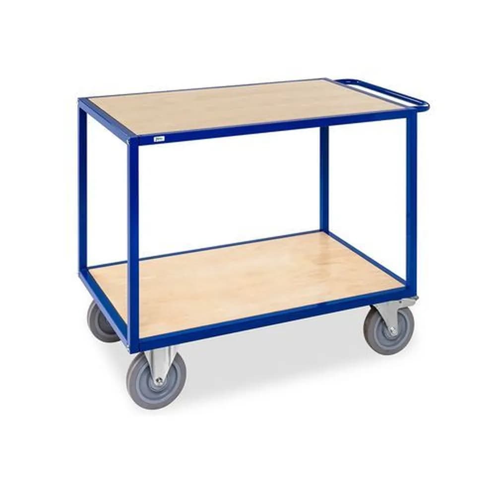 Kongamek - Tischwagen KM Ergo, pulverbeschichtet, 2 MDF-Böden, TK 1200 kg, Elastik-Rollen, Stopp