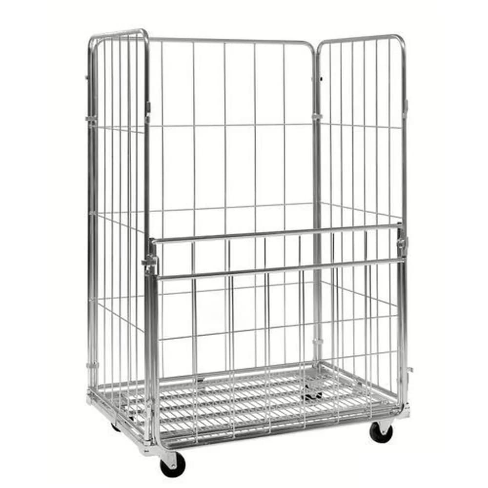 Kongamek - Stahl-Rollbehälter KM 4-seitig, Vorderwand halb klappbar, LxBxH 1200 x 800 x 1800 mm, Stopp