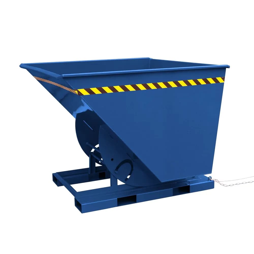Eichinger® - Kippbehälter in hoher Bauhöhe, quer zur und in Fahrtrichtung kippbar, 1000 kg, 600 Liter, enzianblau