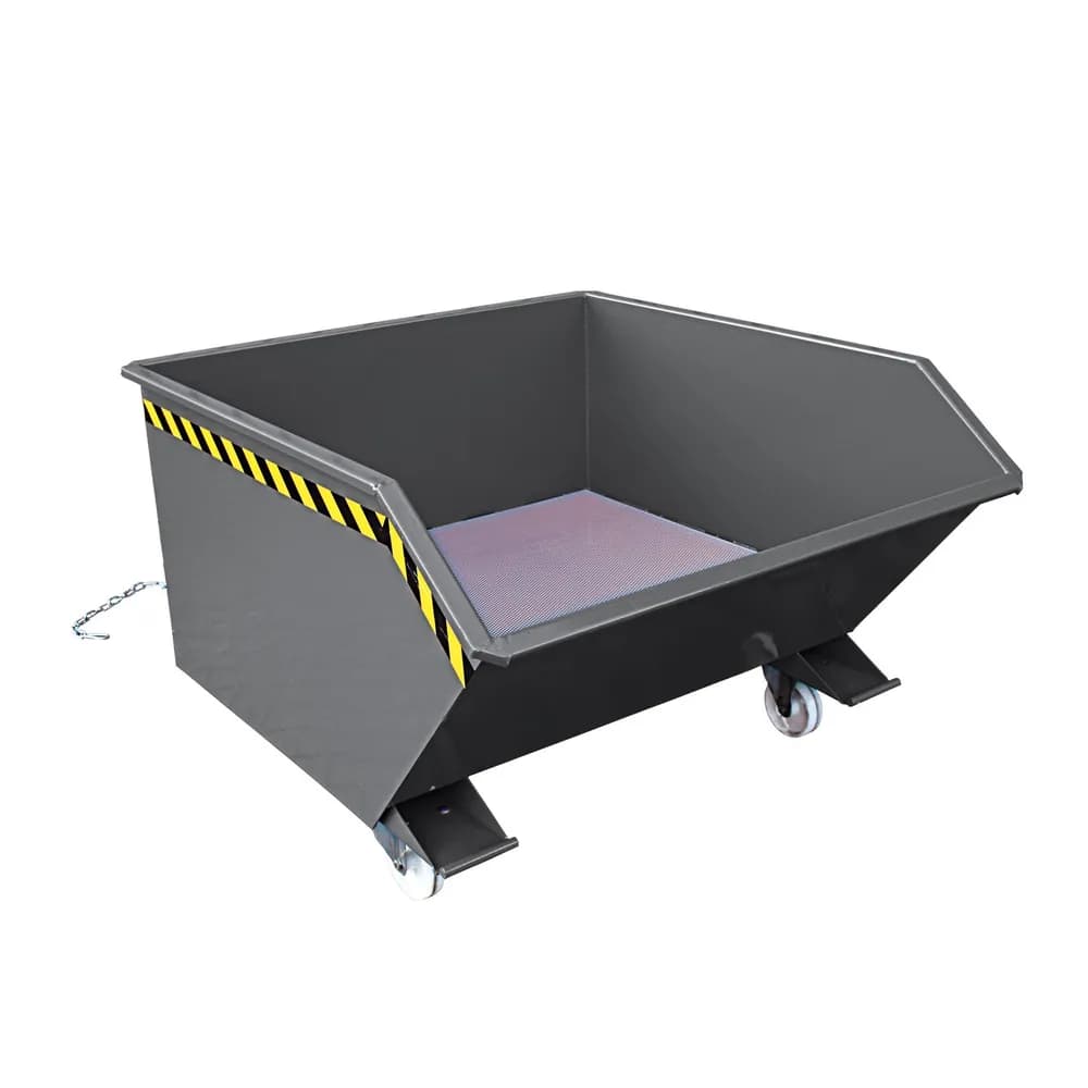 Eichinger® - Spänebehälter mit Lochblech-Boden und Ablasshahn, 1000 kg, 500 Liter, anthrazitgrau