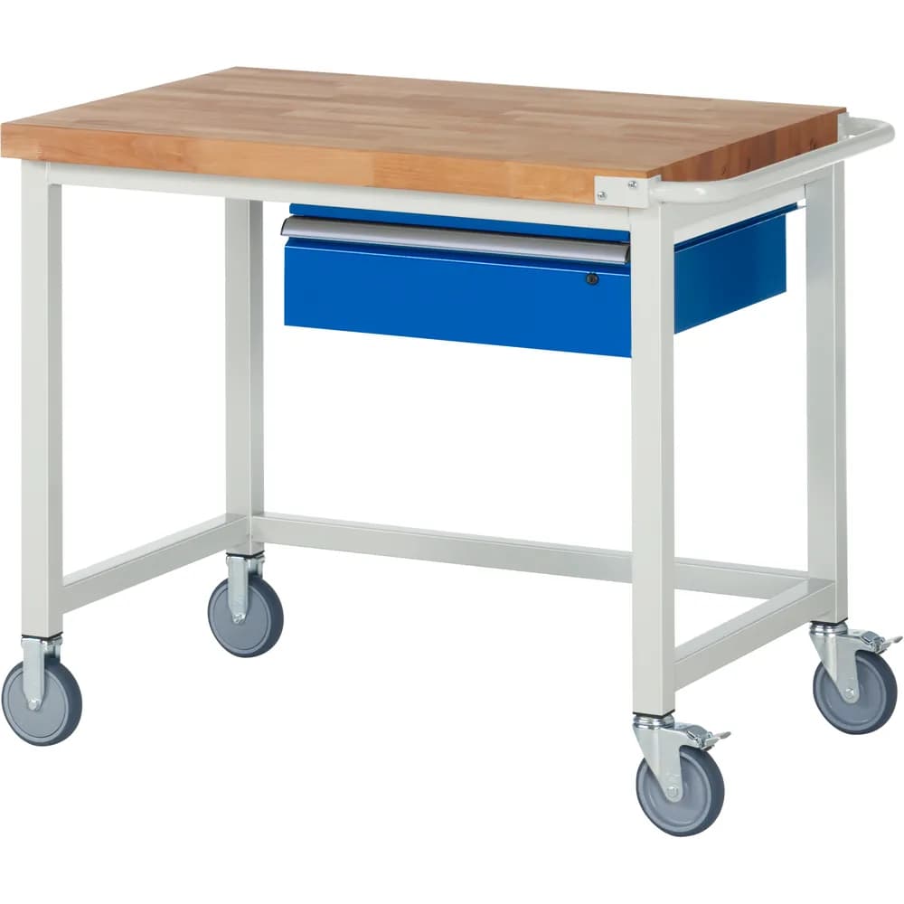 RAU. - Fahrbare Werkbank Modell 8001, 1250 x 700mm, 1 Schublade