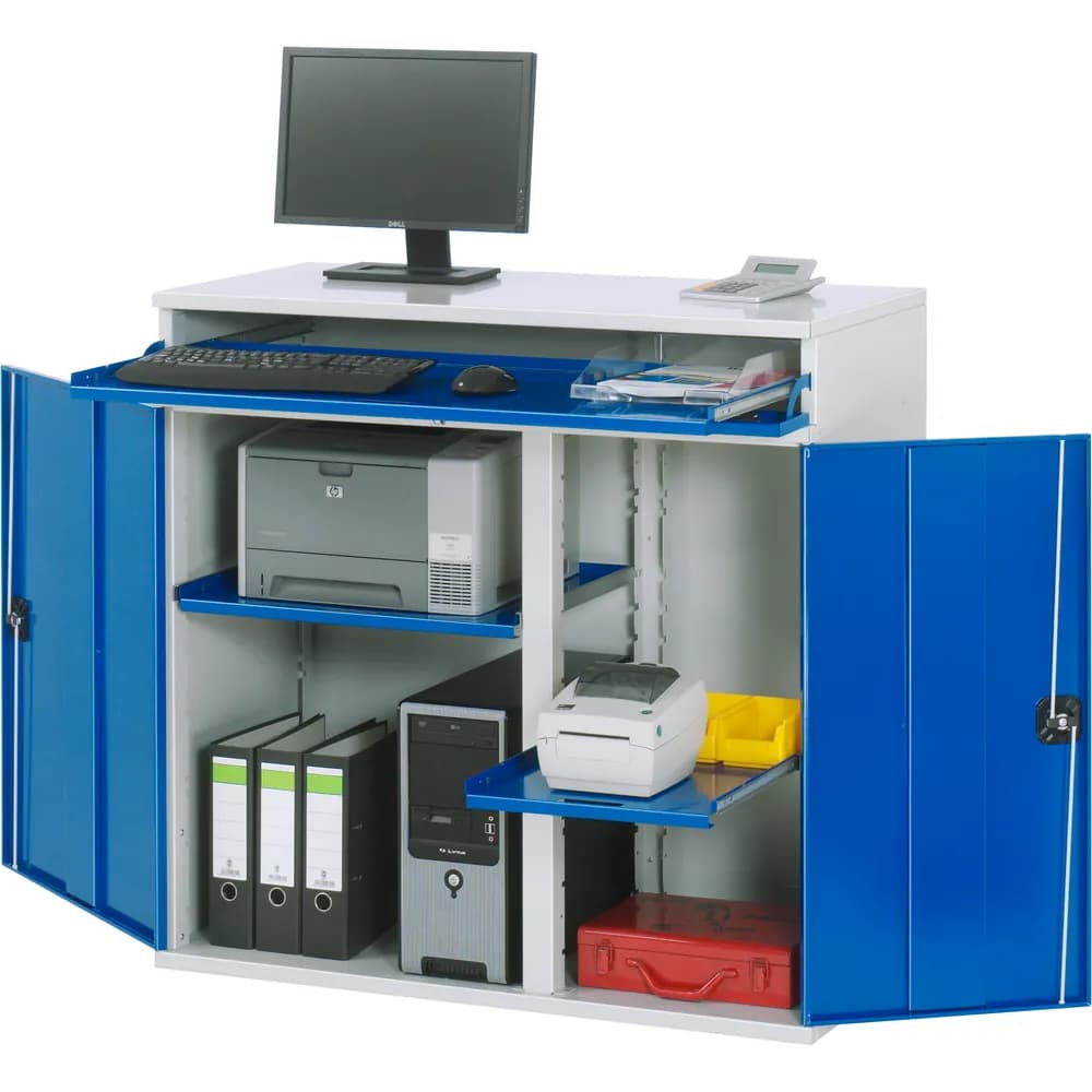 RAU. - Computer-Schrank Modell 60, RAL 7035 / RAL 5010, stationär, 1100 x 520mm