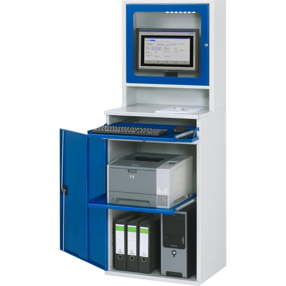 RAU. - Computer-Schrank Modell 65, RAL 7035 / RAL 5010, stationär, 650 x 520mm