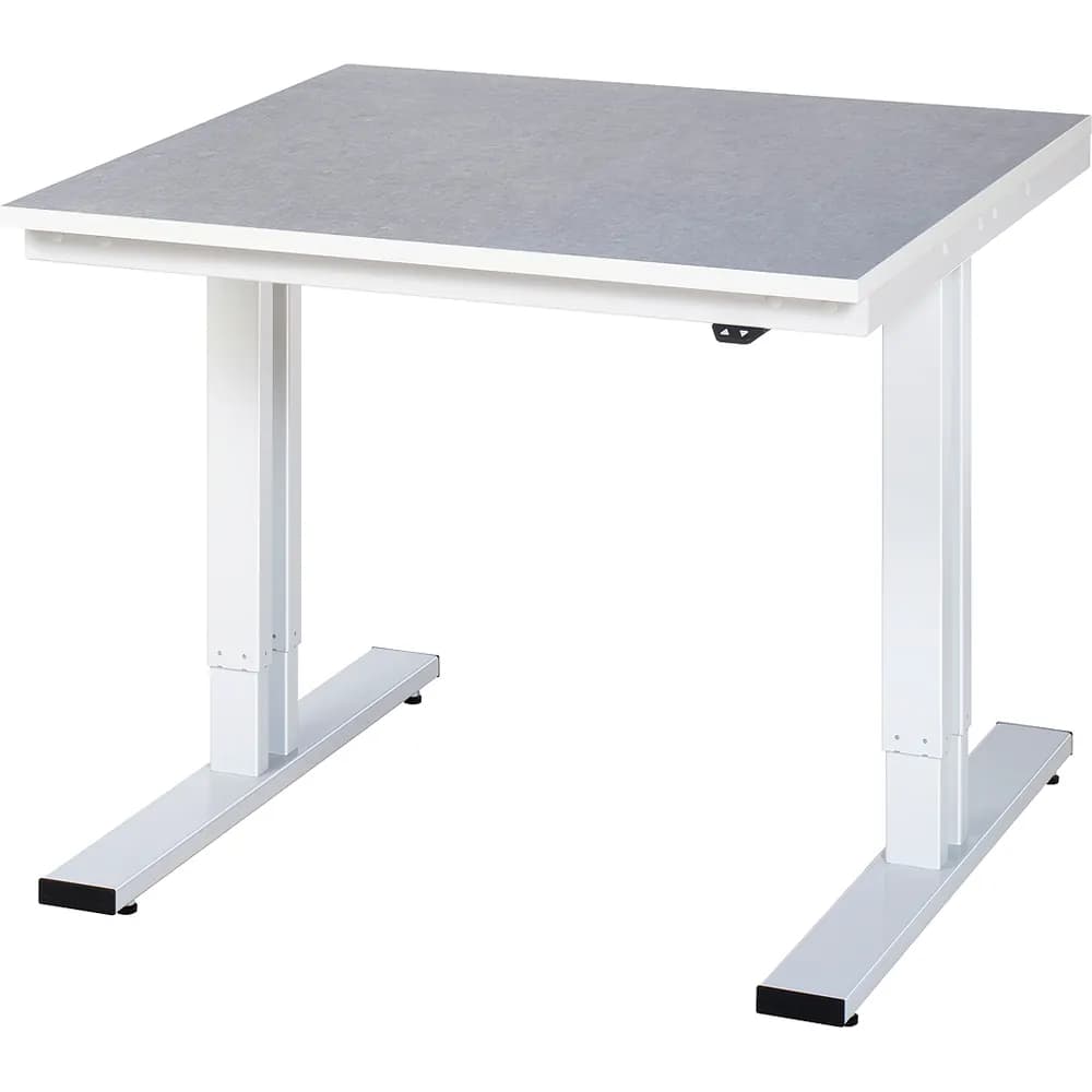 RAU. - Werktisch adlatus 300, Linoleumplatte, 1000 x 1000 x 720-1120mm