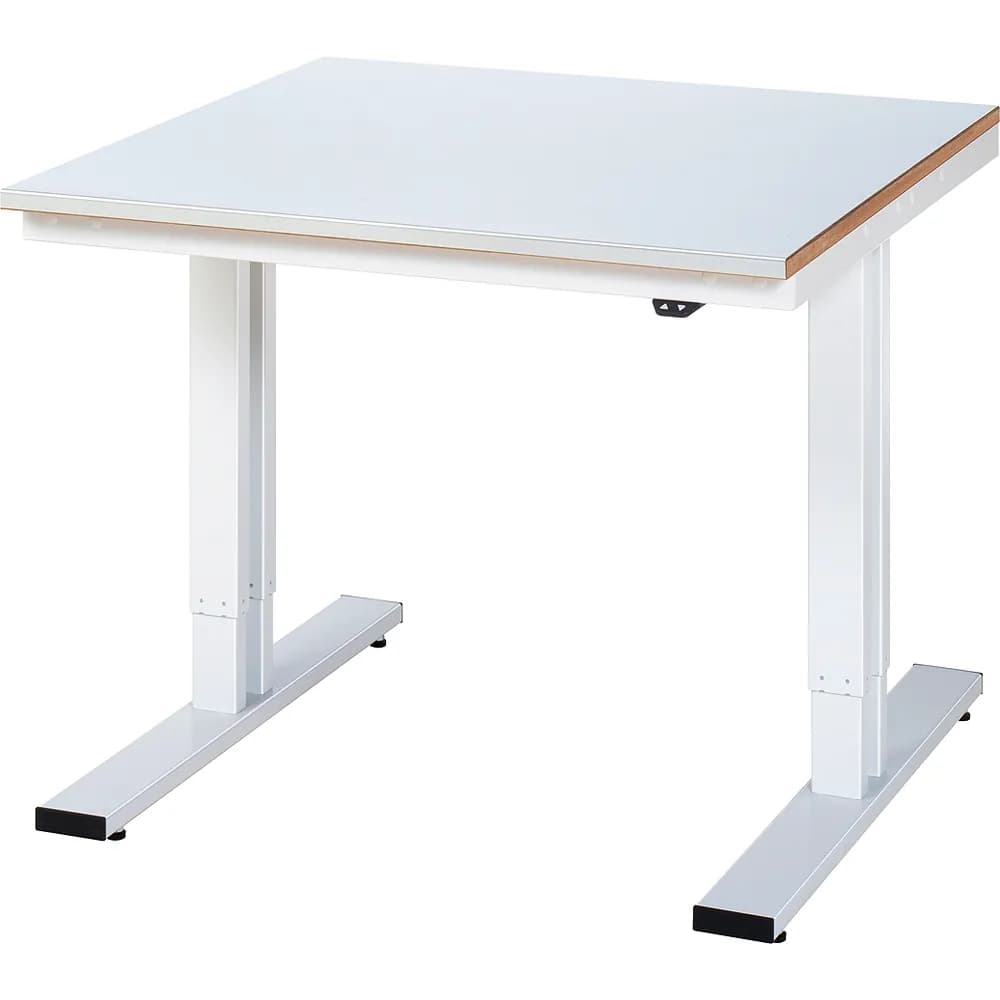 RAU. - Werktisch adlatus 300, Stahlblechplatte, 1000 x 1000 x 720-1120mm