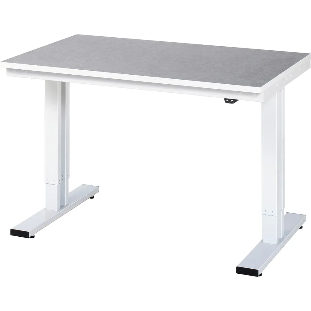RAU. - Werktisch adlatus 300, Linoleumplatte, 1250 x 800 x 720-1120mm
