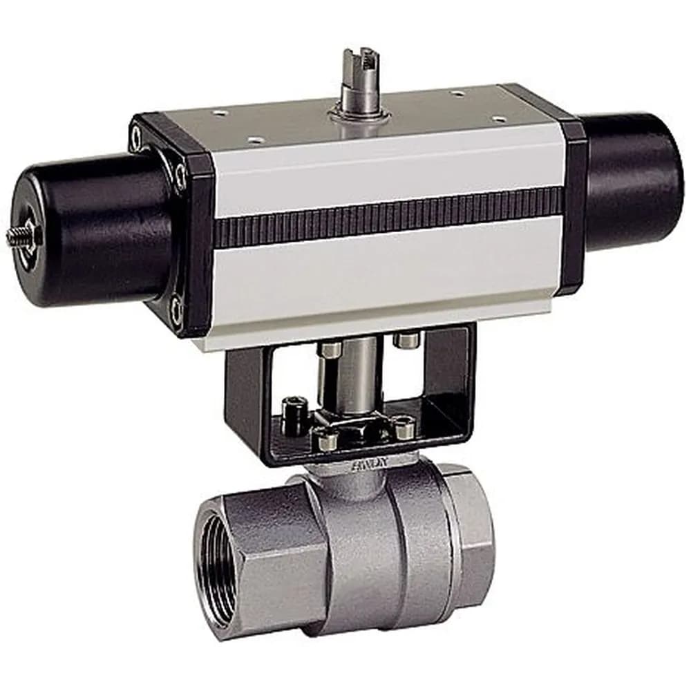 RIEGLER - Edelstahlkugelhahn, pneumatischer Stellantrieb, einfachwirkend, Rp 2