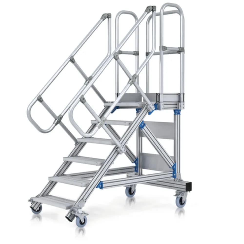 ZARGES - Treppe 5 Stufen, 45°, Stufenbreite 800mm, beidseitiger Handlauf
