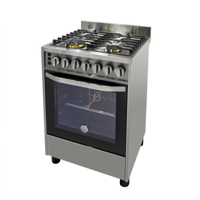 Four avec Cuisinière à Gaz, 4 Brûleurs, Cuisson Électrique, 100L, Acier Inoxydable, 2500W