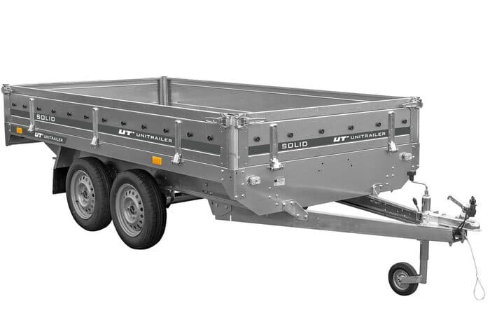 Remorque Double Essieu 304x153 cm PTAC 750 kg UNITRAILER SOLID 300/2 avec Ridelles Amovibles