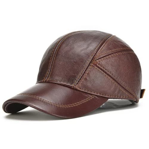 Casquette Baseball en Véritable Cuir (Modèle: Marron Foncé)