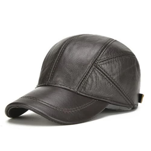 Casquette Baseball en Véritable Cuir (Modèle: Noir)
