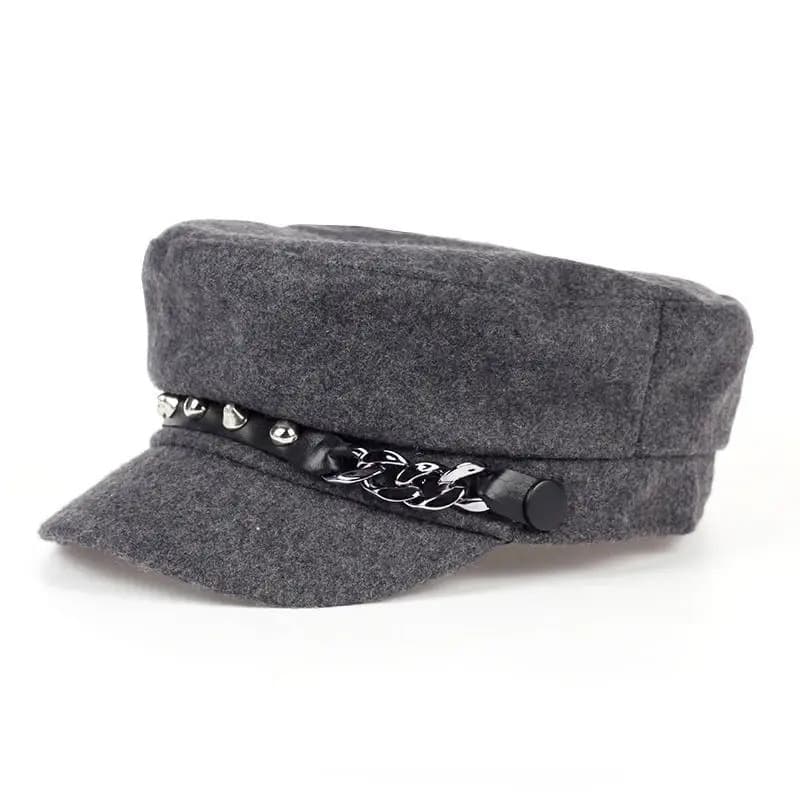 Casquette Beret Femme avec Chaîne (Modèle: Gris)