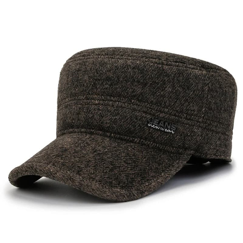 Casquette Militaire Épaisse en Laine (Couleur: Marron)