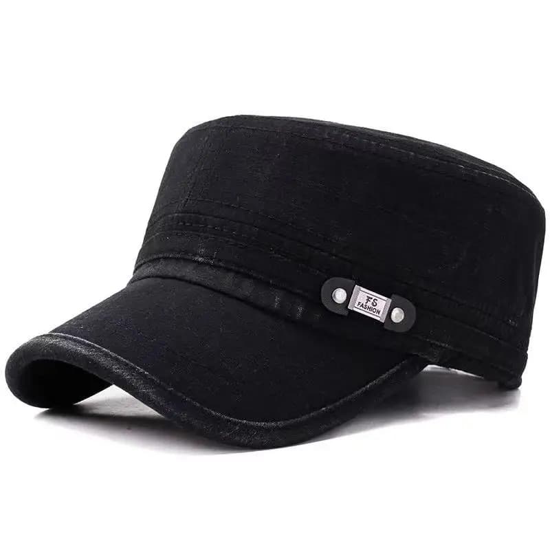 Casquette Militaire en Coton Délavé (Modèle: Noir)