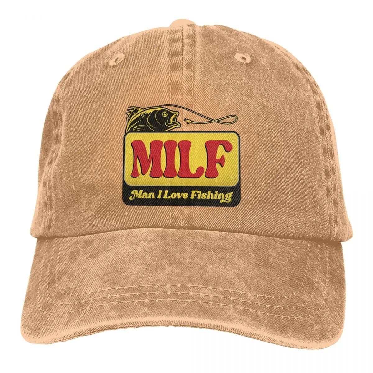Casquette Pêche MILF Man I Love Fishing (Modèle: Beige)