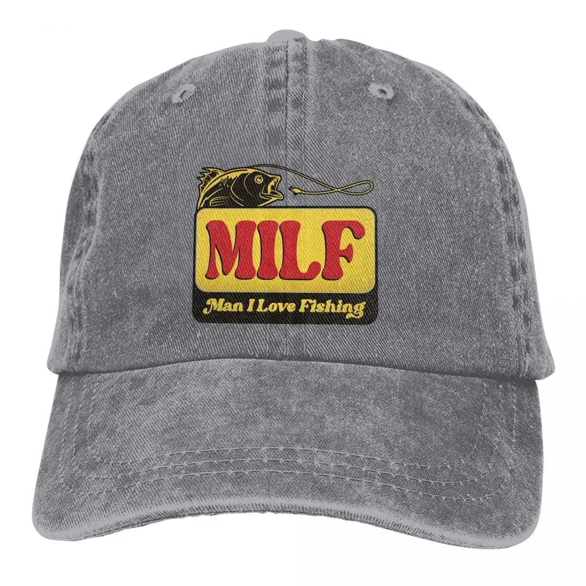 Casquette Pêche MILF Man I Love Fishing (Modèle: Gris)
