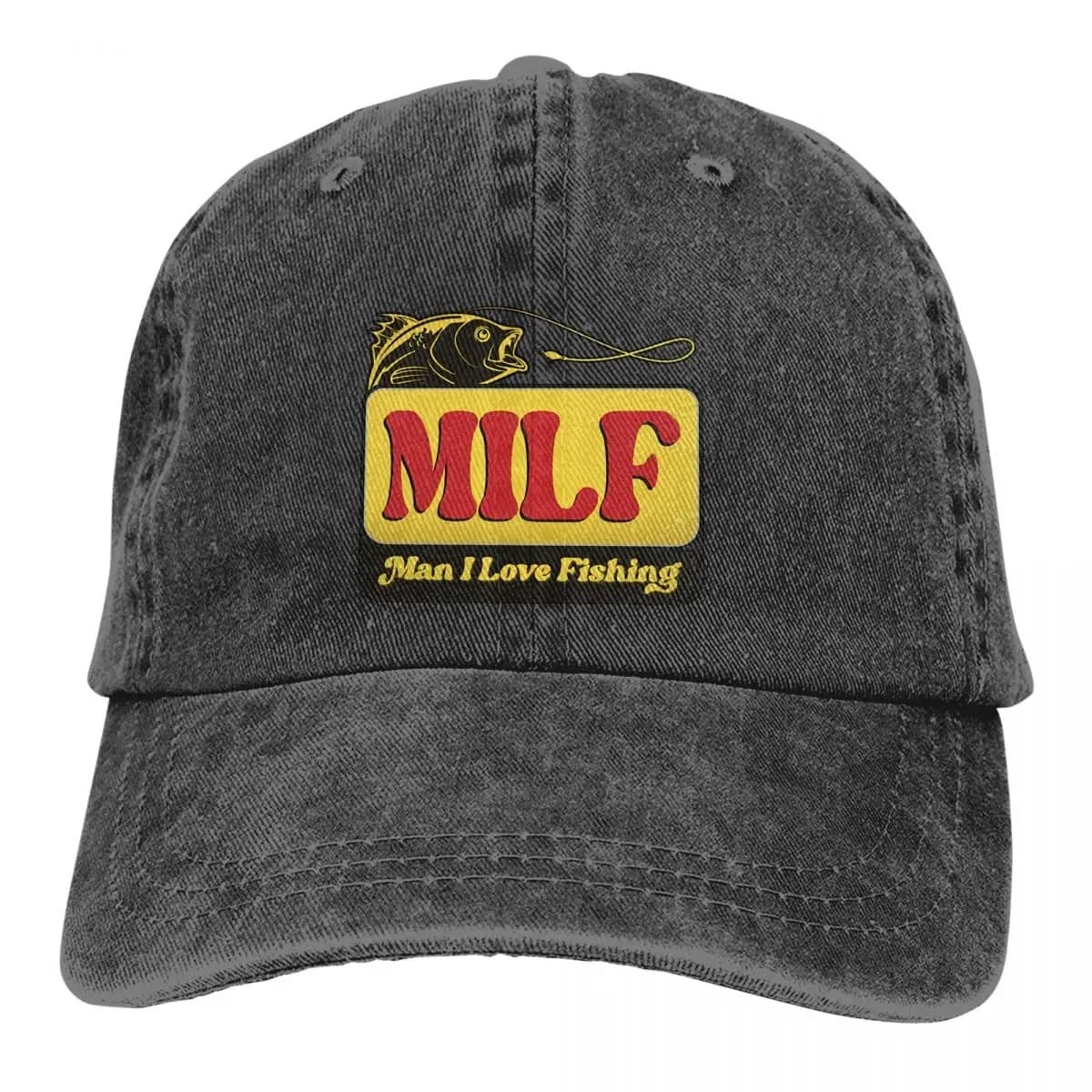 Casquette Pêche MILF Man I Love Fishing (Modèle: Noir)