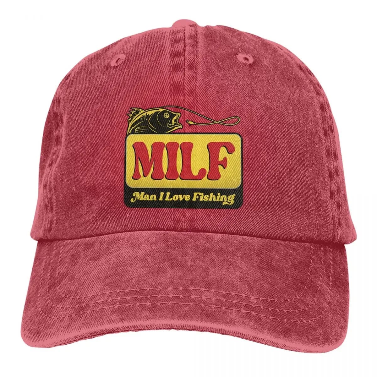 Casquette Pêche MILF Man I Love Fishing (Modèle: Rouge)