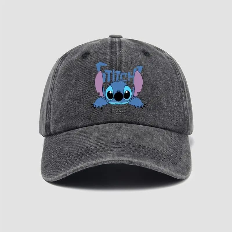 Casquette Stitch Délavé Pour Adolescents (Couleur: Noir)