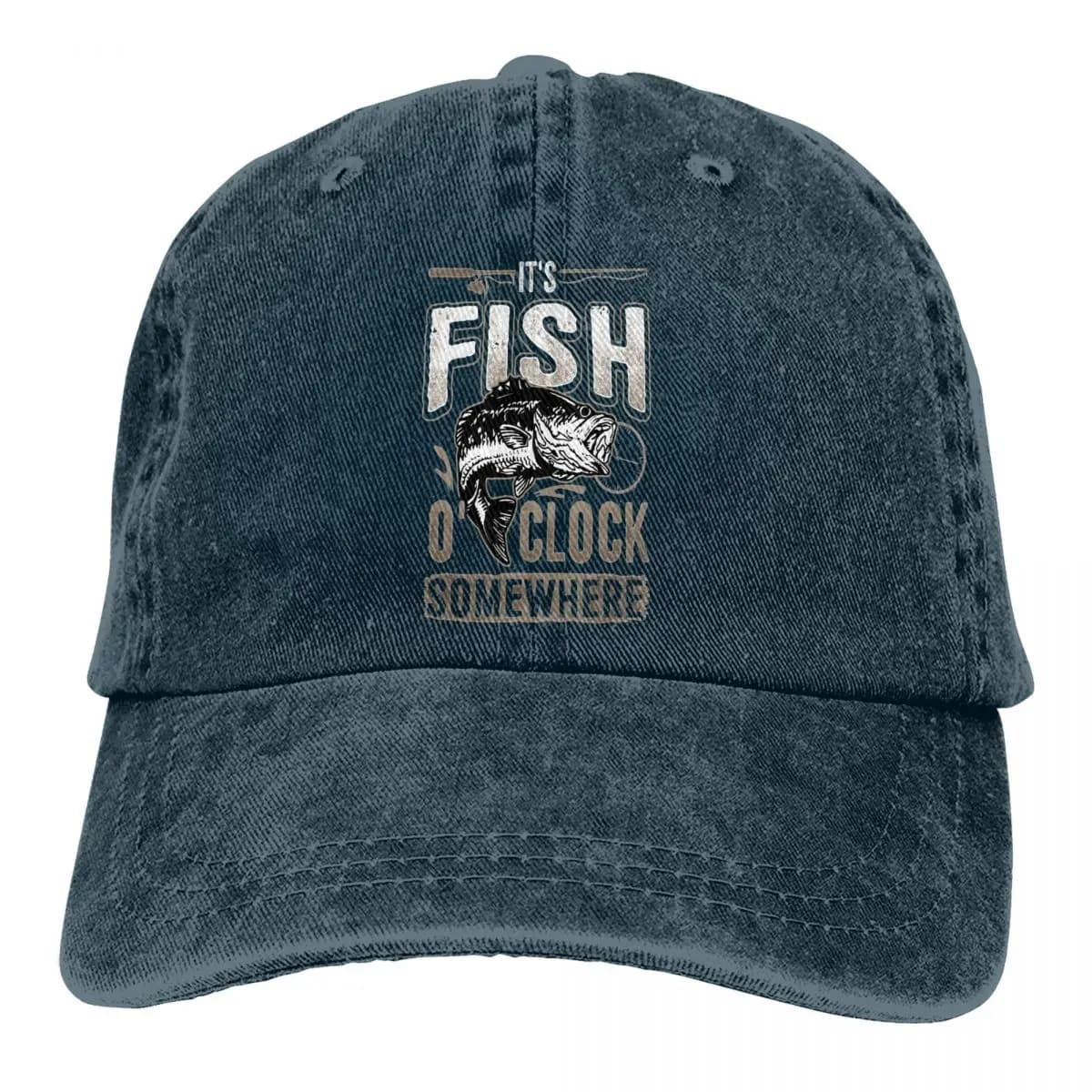 Casquette de Pêche C'est L'heure de Pêcher (Modèle: Navy Blue)