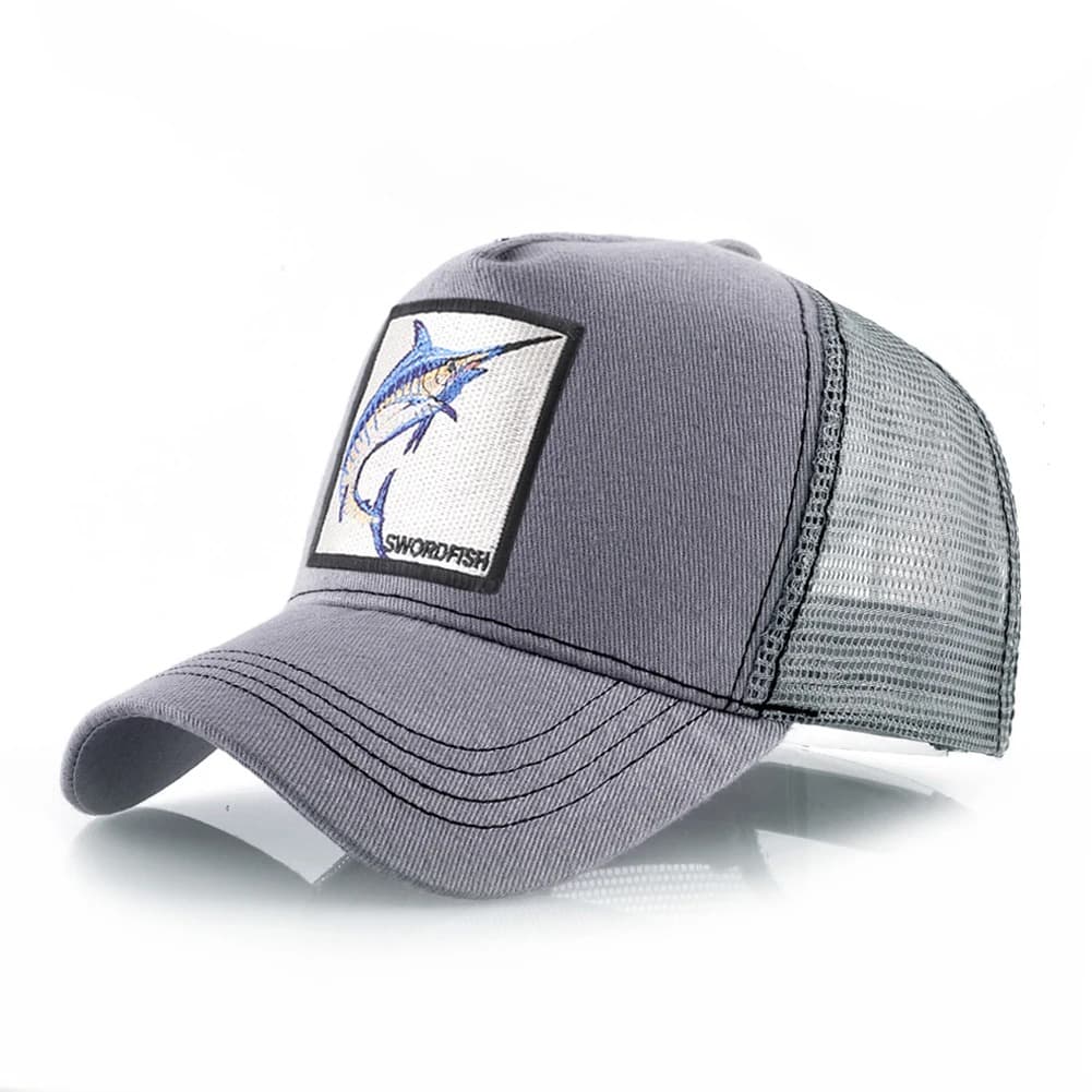 Casquette de Pêche Motif Espadon (Modèle: Gris Foncé)