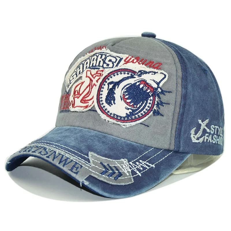 Casquette de Pêcheur Motif Requin (Modèle: Bleu et Gris)
