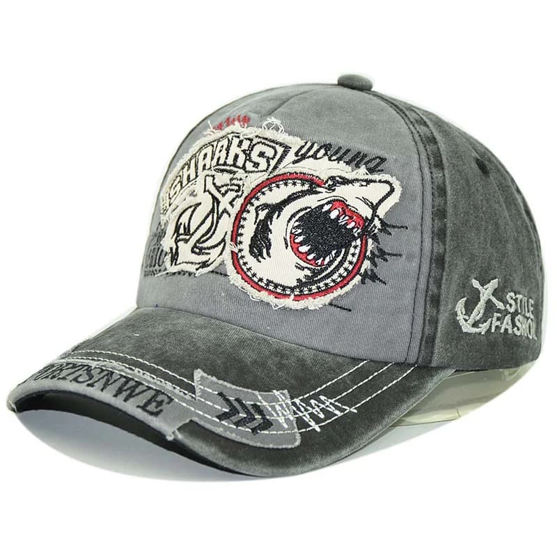 Casquette de Pêcheur Motif Requin (Modèle: Gris)