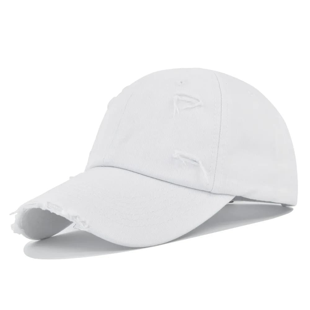 Casquette Baseball Blanche Effet Trouée