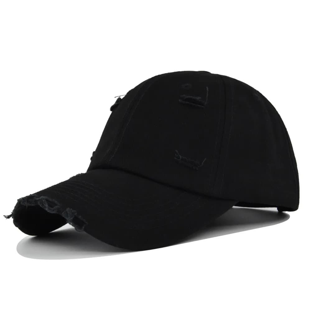 Casquette Baseball Noire Effet Trouée