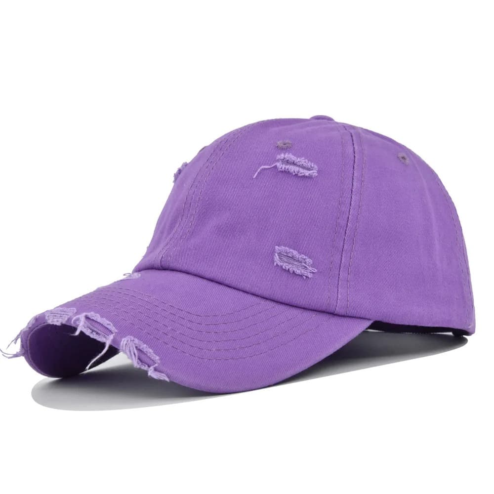 Casquette Baseball Violette Effet Trouée