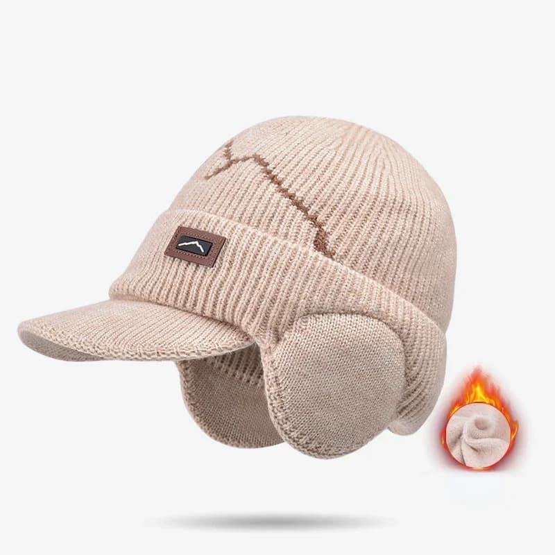 Casquette Bonnet Cache Oreille en Laine (Modèle: Beige)