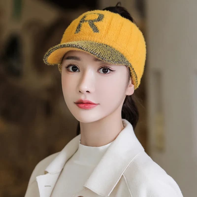 Casquette Bonnet Femme Lettre R (Modèle: Jaune)