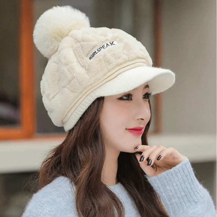 Casquette Bonnet Femme en Fausse Fourrure (Modèle: Beige)