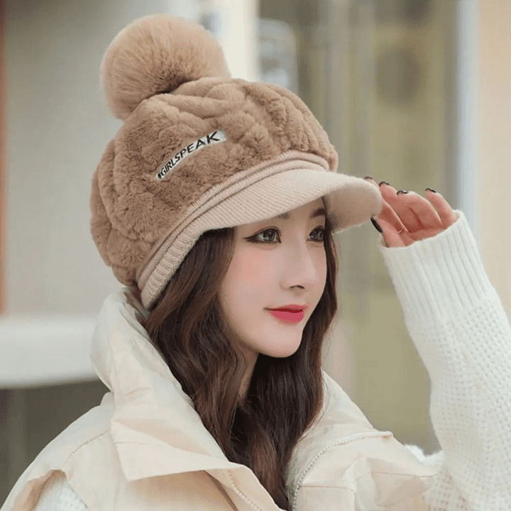 Casquette Bonnet Femme en Fausse Fourrure (Modèle: Marron)