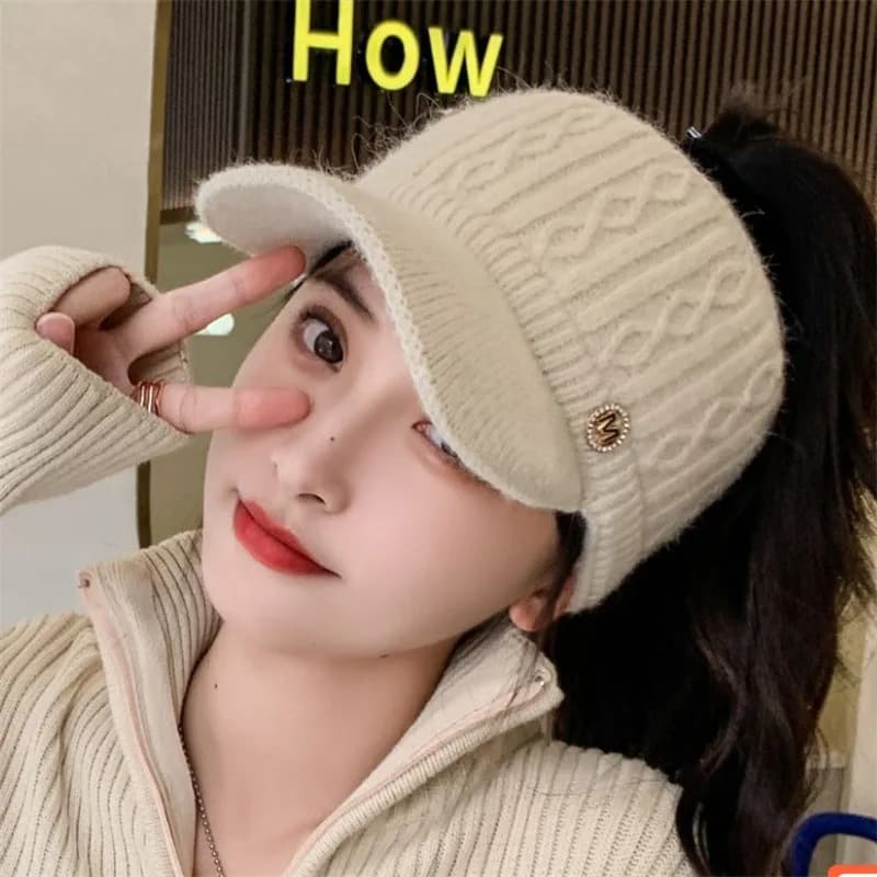 Casquette Bonnet Femme en Laine (Modèle: Beige)