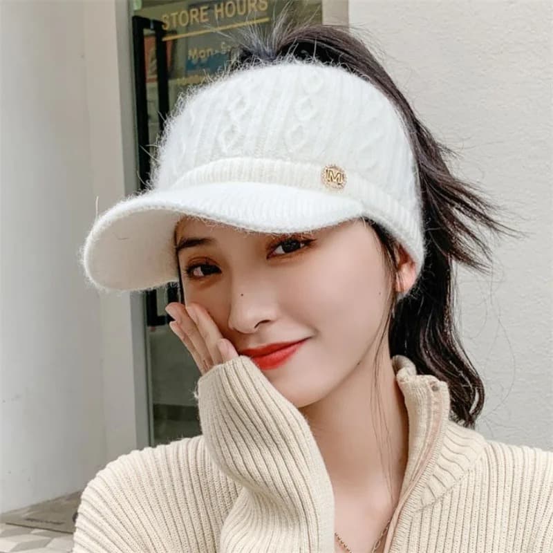 Casquette Bonnet Femme en Laine (Modèle: Blanc)