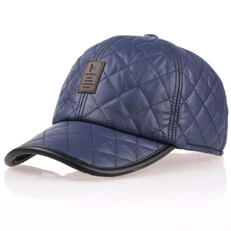 Casquette Cache Oreille en Simili Cuir (Modèle: Bleu)