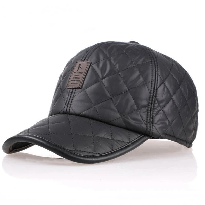 Casquette Cache Oreille en Simili Cuir (Modèle: Noir)