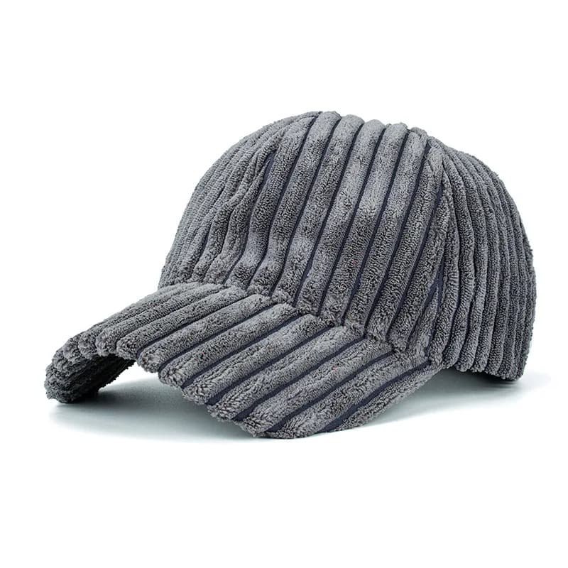 Casquette Côtelé en Velours Gris Foncé