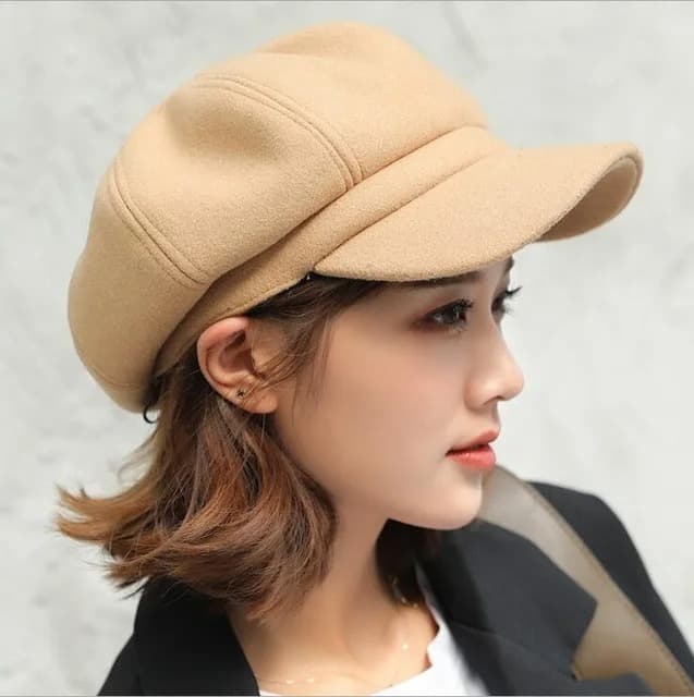 Casquette Gavroche Pour Femme en Laine (Modèle: Beige)
