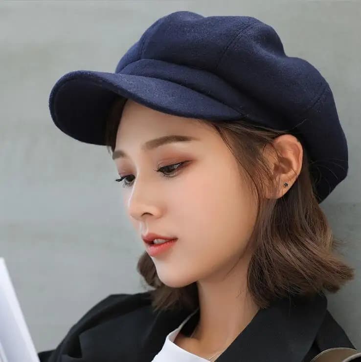 Casquette Gavroche Pour Femme en Laine (Modèle: Bleu)