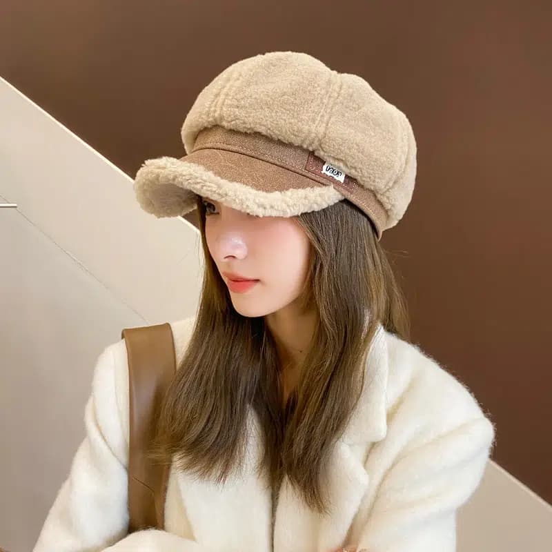 Casquette Gavroche Rétro Pour Femme (Modèle: Beige)