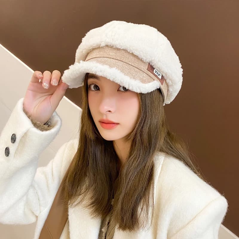 Casquette Gavroche Rétro Pour Femme (Modèle: Blanc)
