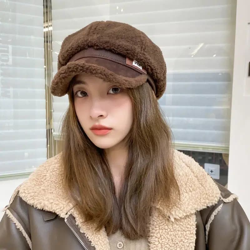 Casquette Gavroche Rétro Pour Femme (Modèle: Marron)